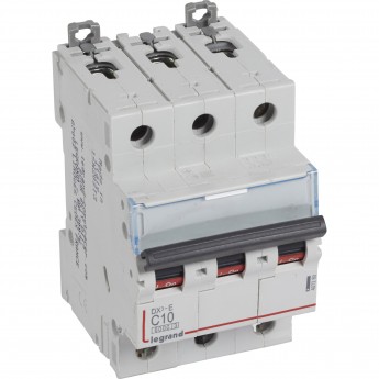 Автоматический выключатель LEGRAND DX³-E 6000 6 кА тип C 3П 230/400 В 10А 3 модуля белый