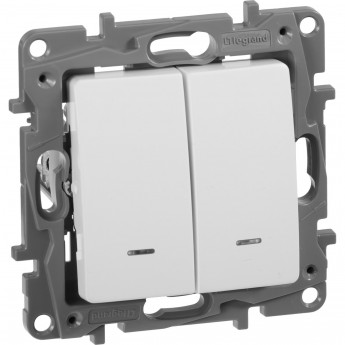 Выключатель LEGRAND Etika двухклавишный с подсветкой 10 A 250 В белый