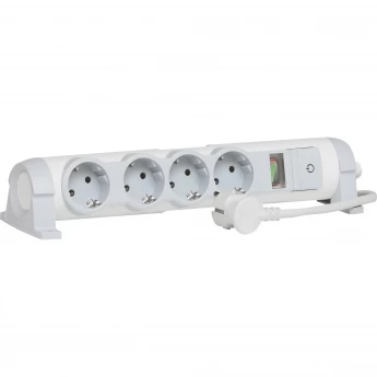 Удлинитель LEGRAND4X2К+З с индикатором потребленной мощности и защитой "Safe control" кабель 1,5 метра белый