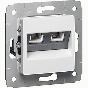 Телефонная розетка LEGRAND Cariva RJ11 4 контакта 2 выхода белый
