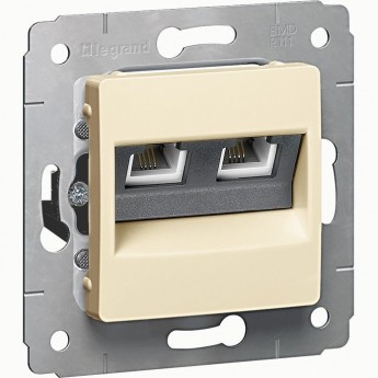 Телефонная розетка LEGRAND Cariva RJ11 4 контакта 2 выхода слоновая кость