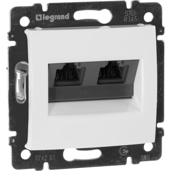 Информационная розетка LEGRAND Valena RJ45 категория 5e UTP 2 выхода с захватами белый 774231 Информационная розетка LEGRAND Valena RJ45 категория 5e UTP 2 выхода с захватами белый 774231