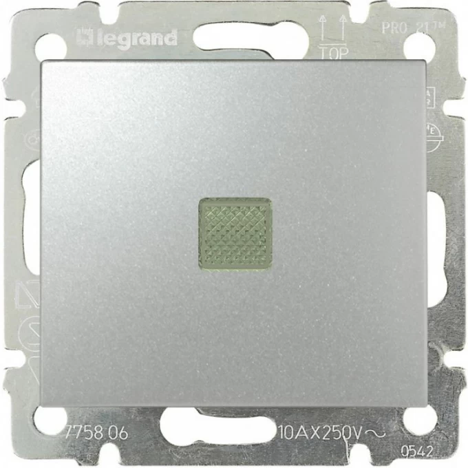 Переключатель LEGRAND Valena промежуточный с подсветкой 10 A 250 В алюминий 770148 Переключатель LEGRAND Valena промежуточный с подсветкой 10 A 250 В алюминий 770148