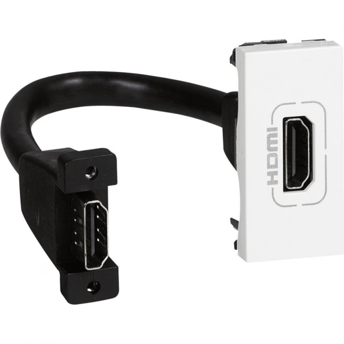 Розетка HDMI LEGRAND Mosaic 1 мод., оборудована шнуром, белая 78778 Розетка HDMI LEGRAND Mosaic 1 мод., оборудована шнуром, белая 78778