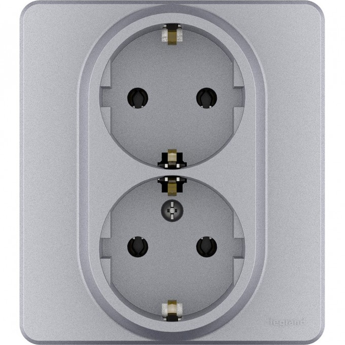 Розетка LEGRAND INSPIRIA 2 x 2К+З немецкий стандарт 16 А 250 В алюминий 673752 Розетка LEGRAND INSPIRIA 2 x 2К+З немецкий стандарт 16 А 250 В алюминий 673752