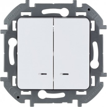 Выключатель двухклавишный LEGRAND INSPIRIA с подсветкой/индикацией 10 AX 250 В белый